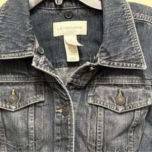 Vintage Liz Dark Blue Wash Claiborne Classic Blue Jean Jacket Medium